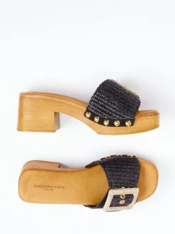 Konstantin Starke – Pantolette aus Veloursleder Schwarz