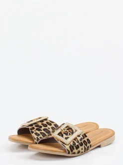 Konstantin Starke – Pantolette aus Fell mit Leopardmuster