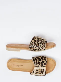 Konstantin Starke – Pantolette aus Fell mit Leopardmuster