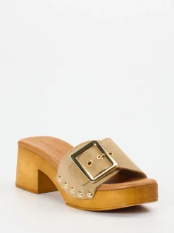 Konstantin Starke – Pantoletten aus Veloursleder beige