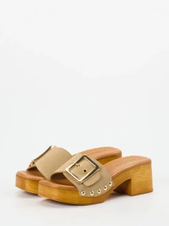 Konstantin Starke – Pantoletten aus Veloursleder beige