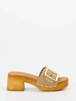 Konstantin Starke – Pantoletten aus Veloursleder beige