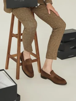 Konstantin Starke – Penny Loafer aus Veloursleder Braun