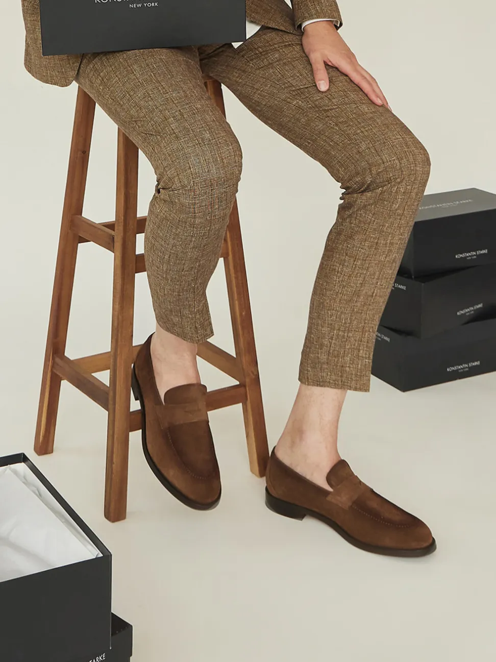 Konstantin Starke – Penny Loafer aus Veloursleder Braun