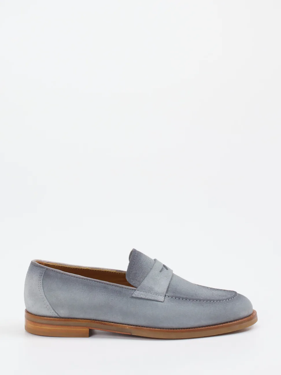 Konstantin Starke – Penny Loafer aus Veloursleder Taubenblau