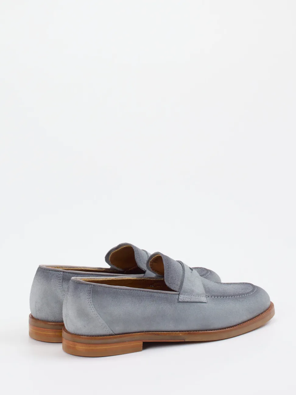 Konstantin Starke – Penny Loafer aus Veloursleder Taubenblau