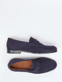 Konstantin Starke – Penny Loafer aus Veloursleder Blau