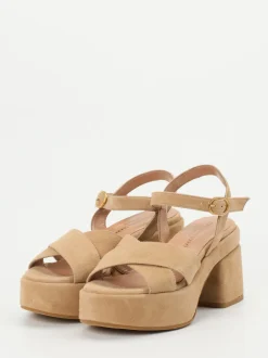 Konstantin Starke – Plateausandale aus Veloursleder beige