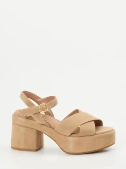 Konstantin Starke – Plateausandale aus Veloursleder beige