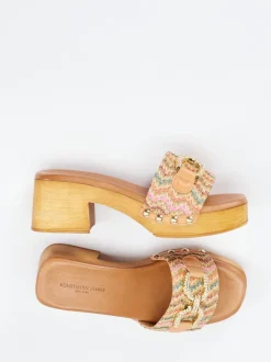 Konstantin Starke – Plateau-Mules aus Bastgewebe Multi