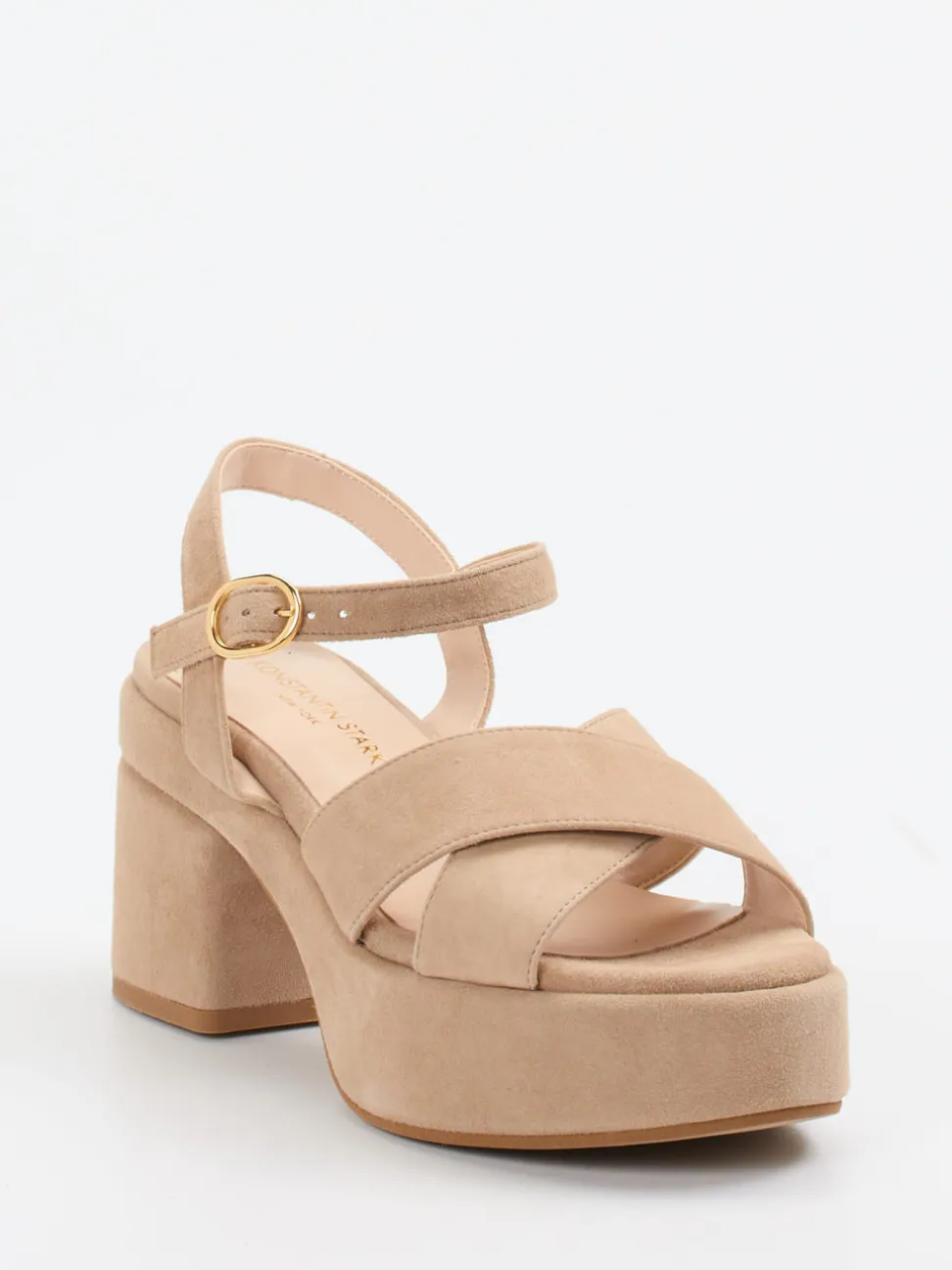 Konstantin Starke – Plateau-Sandalen aus Veloursleder beige