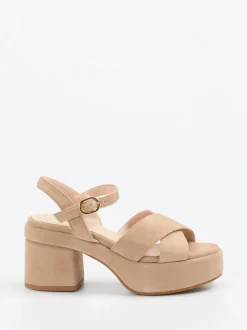 Konstantin Starke – Plateau-Sandalen aus Veloursleder beige