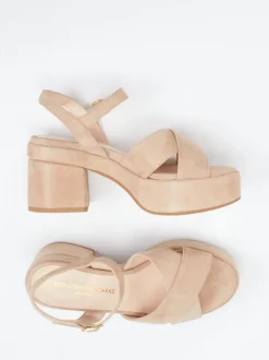 Konstantin Starke – Plateau-Sandalen aus Veloursleder beige