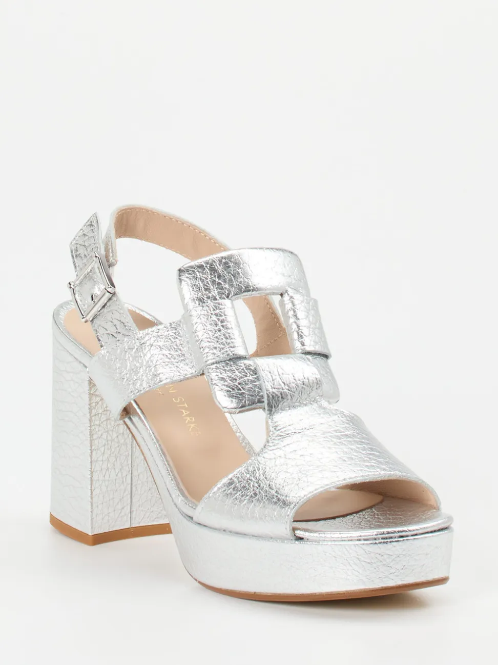 Konstantin Starke – Plateau-Sandalen aus Metallicleder Silber