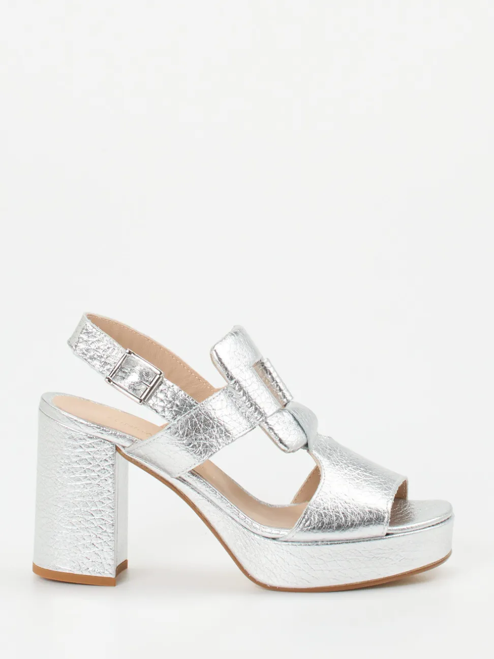 Konstantin Starke – Plateau-Sandalen aus Metallicleder Silber