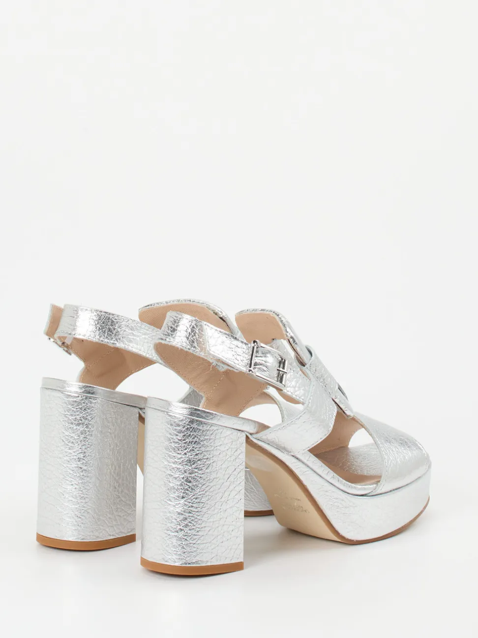 Konstantin Starke – Plateau-Sandalen aus Metallicleder Silber