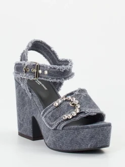 Konstantin Starke – Plateau-Sandalen aus Denim blau