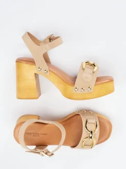 Konstantin Starke – Plateau-Sandalen aus Veloursleder beige