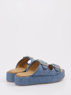 Konstantin Starke – Plateau-Pantoletten aus Textil blau
