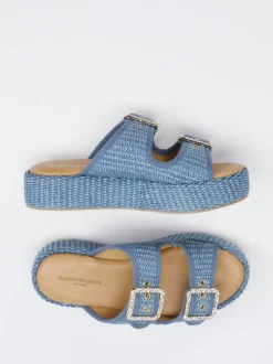 Konstantin Starke – Plateau-Pantoletten aus Textil blau