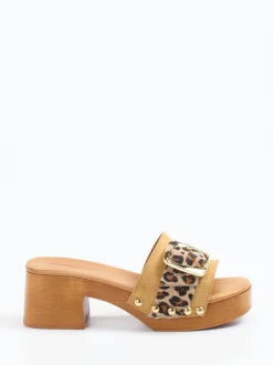 Konstantin Starke – Plateau-Mules aus Veloursleder Leoprint