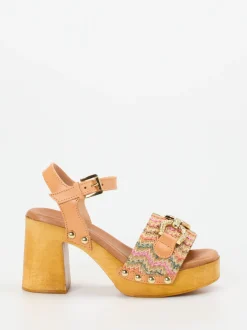 Konstantin Starke – Plateausandalen aus Veloursleder multi