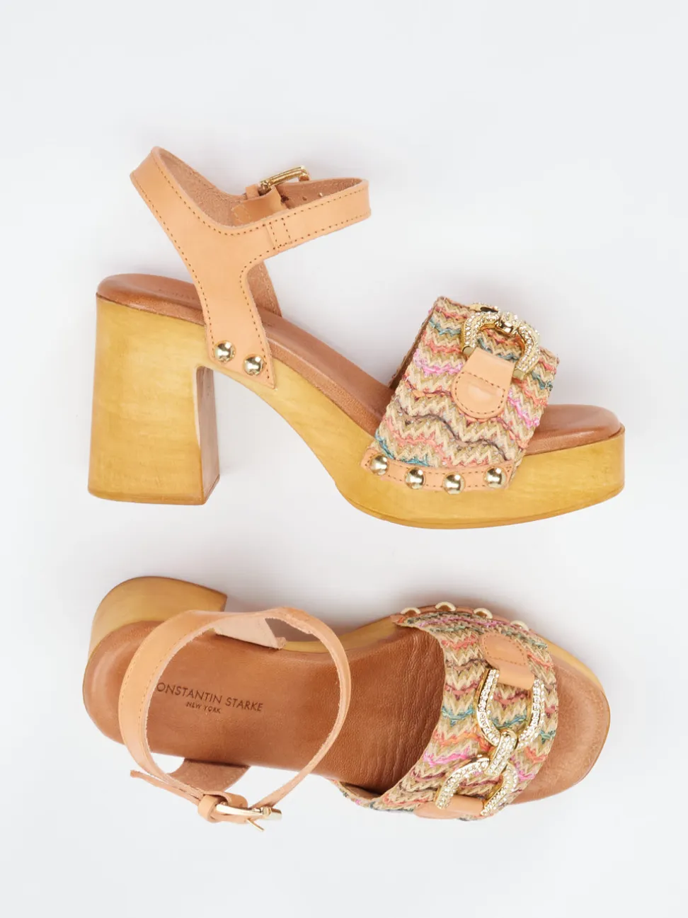 Konstantin Starke – Plateausandalen aus Veloursleder multi