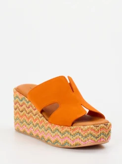 Konstantin Starke – Plateau-Pantolette aus Veloursleder Orange