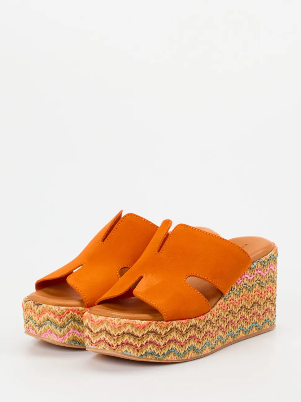 Konstantin Starke – Plateau-Pantolette aus Veloursleder Orange