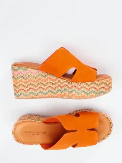 Konstantin Starke – Plateau-Pantolette aus Veloursleder Orange