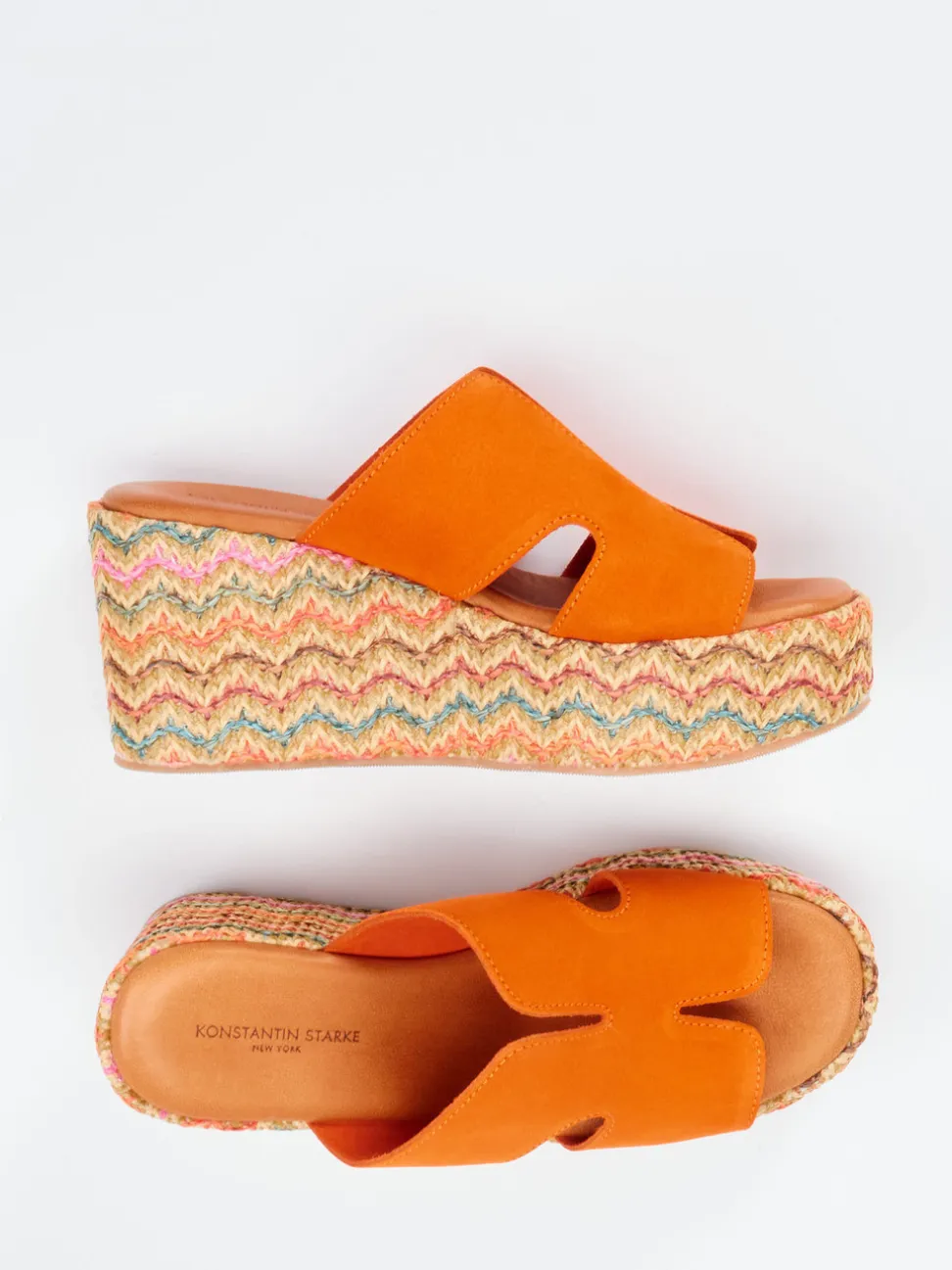 Konstantin Starke – Plateau-Pantolette aus Veloursleder Orange