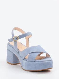 Konstantin Starke – Plateau-Sandalen aus Veloursleder hellblau