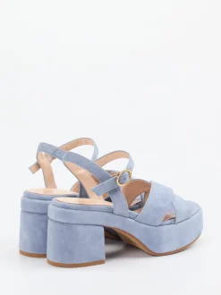 Konstantin Starke – Plateau-Sandalen aus Veloursleder hellblau