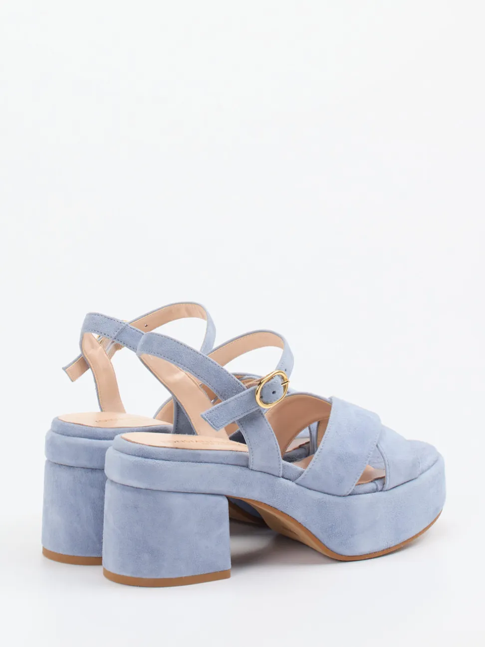 Konstantin Starke – Plateau-Sandalen aus Veloursleder hellblau