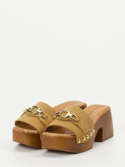 Konstantin Starke – Plateau-Mules aus Veloursleder cognac