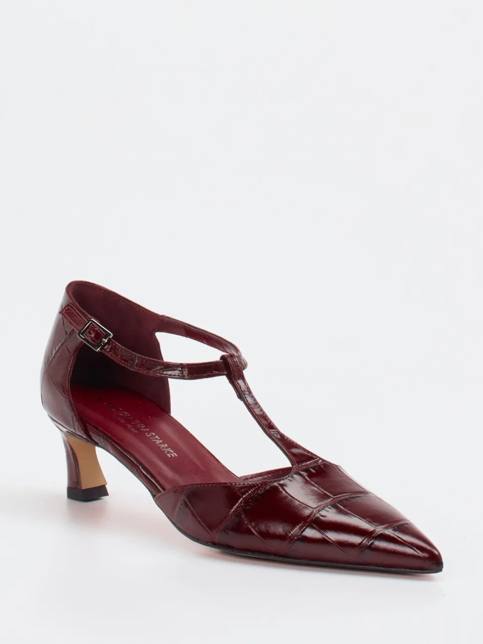 Konstantin Starke – Pumps aus geprägtem Krokoleder Bordeaux