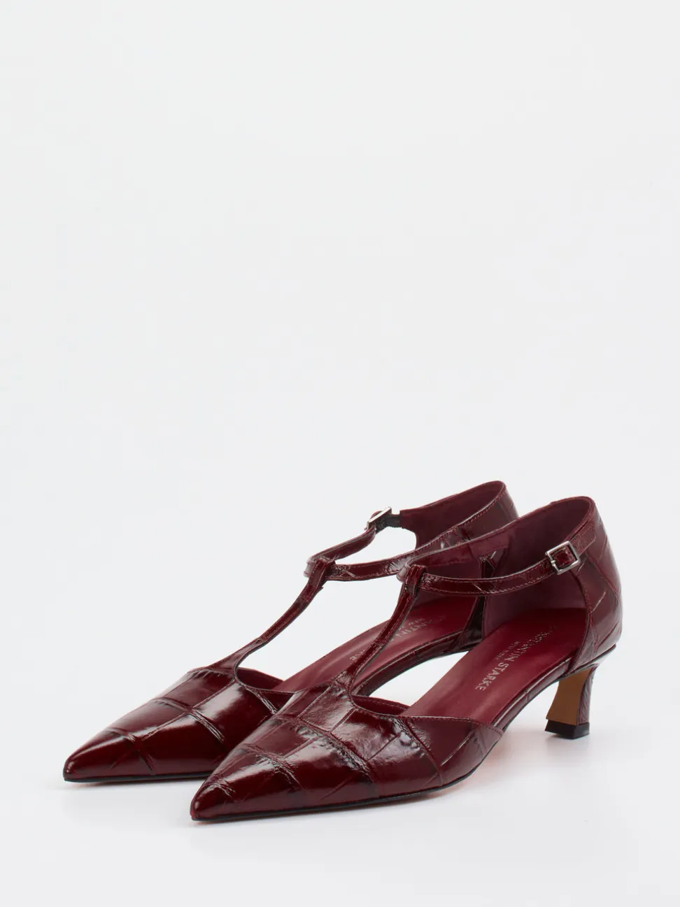 Konstantin Starke – Pumps aus geprägtem Krokoleder Bordeaux