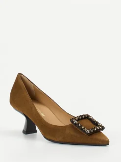 Konstantin Starke – Pumps aus Veloursleder cognacbraun