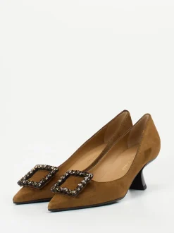 Konstantin Starke – Pumps aus Veloursleder cognacbraun