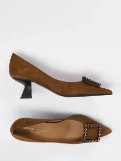 Konstantin Starke – Pumps aus Veloursleder cognacbraun