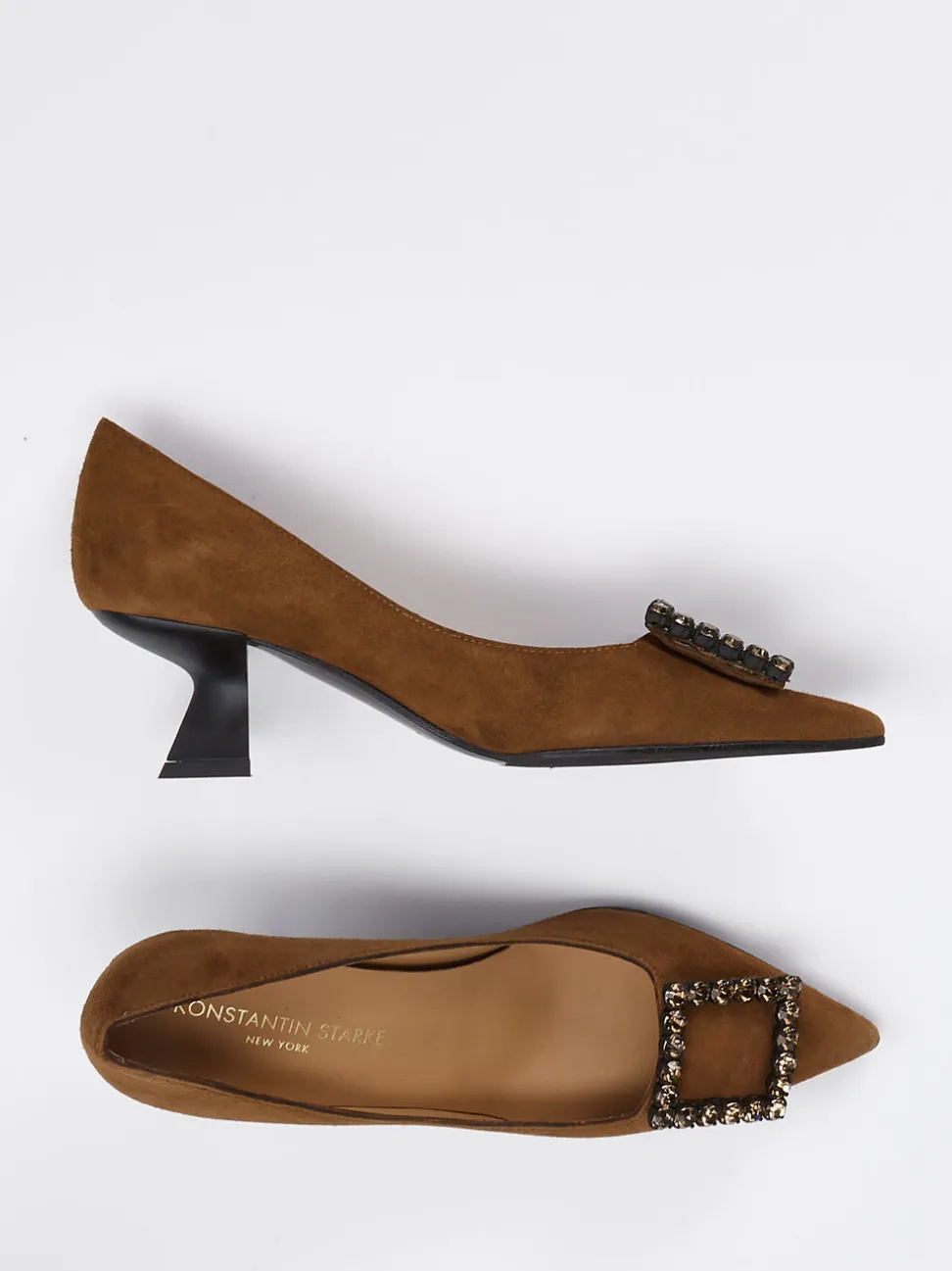 Konstantin Starke – Pumps aus Veloursleder cognacbraun