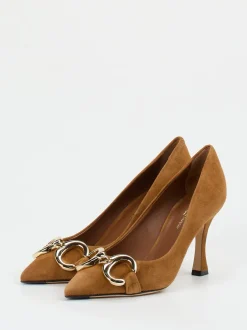 Konstantin Starke – Pumps aus Veloursleder cognacbraun