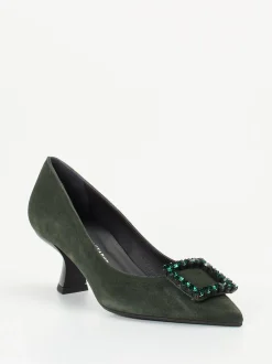 Konstantin Starke – Pumps aus Veloursleder tannengrün