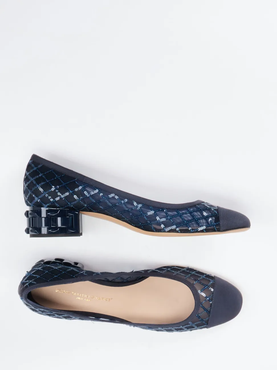 Konstantin Starke – Pumps aus Netz mit Pailletten blau