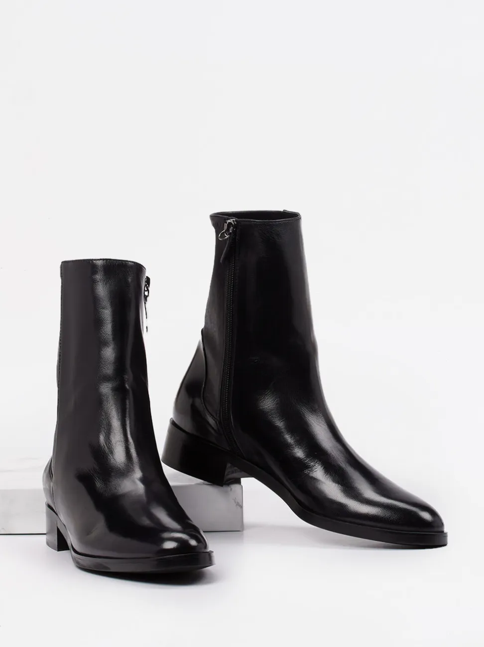 Konstantin Starke – Reißverschluss-Stiefelette aus Lammleder Blau