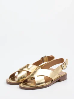 Konstantin Starke – Riemchensandale aus Metallicleder Gold