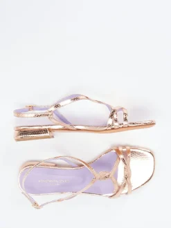 Konstantin Starke – Riemchensandale aus Metallicleder Roségold