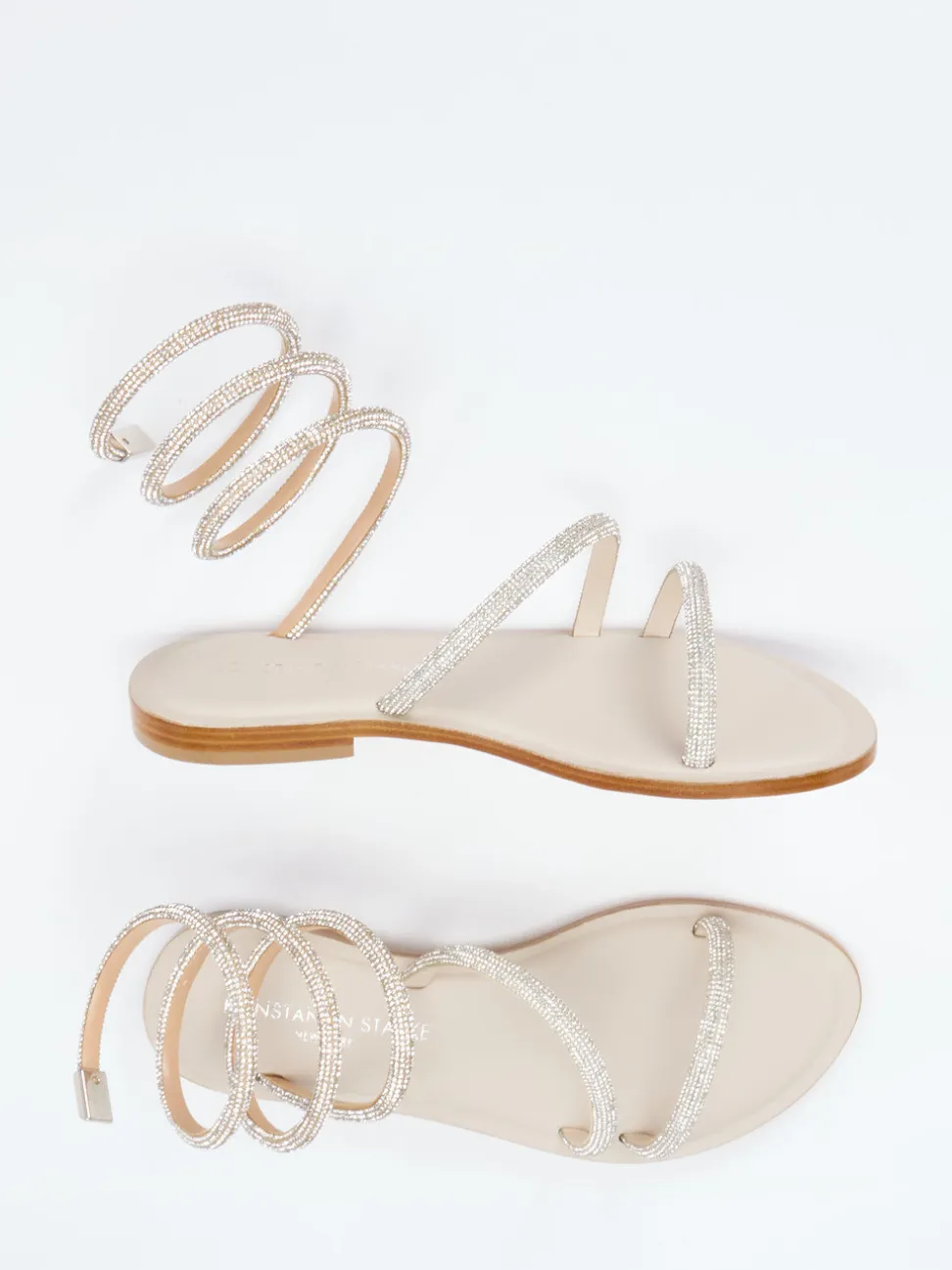 Konstantin Starke – Riemchensandale aus Metallicleder Beige