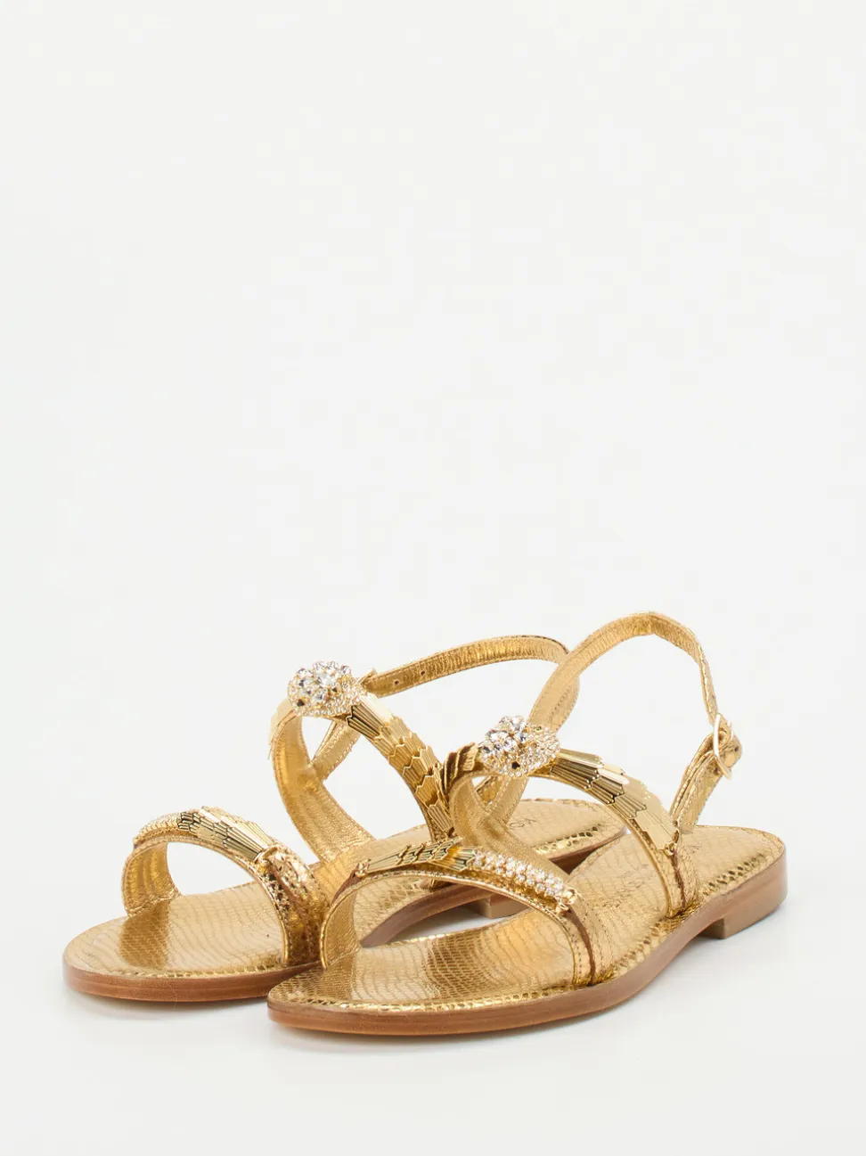 Konstantin Starke – Riemchensandalen aus Metallicleder gold
