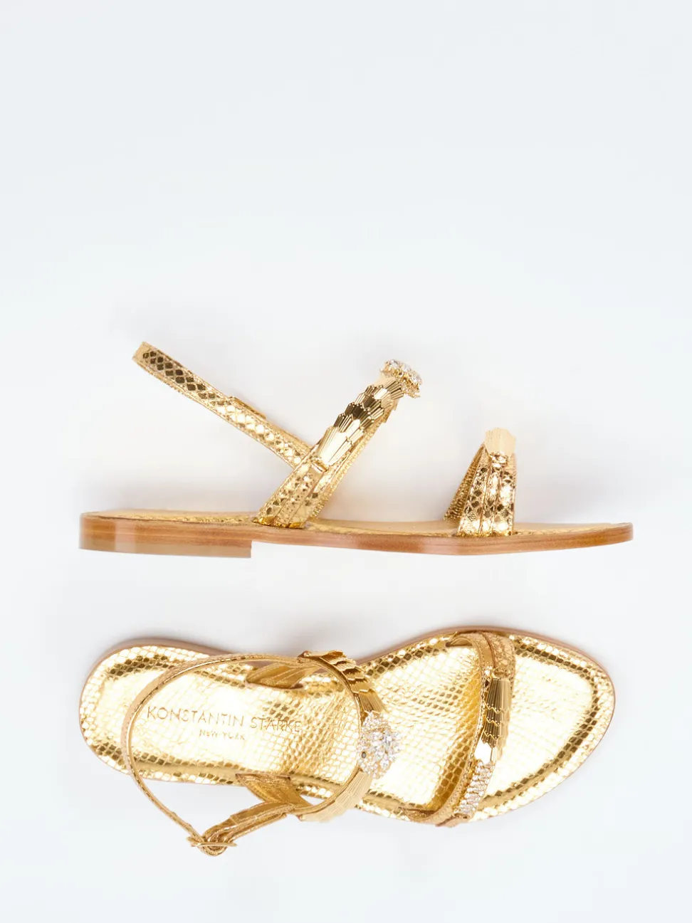 Konstantin Starke – Riemchensandalen aus Metallicleder gold